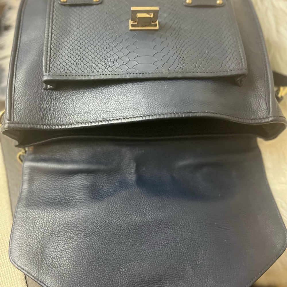 GiGi New York Navy Satchel with Gold Accents - Picture 10 of 15